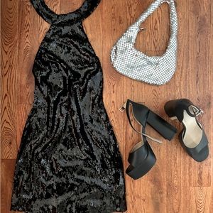 Meshki JAYNE
Sequin Halter Mini Dress
